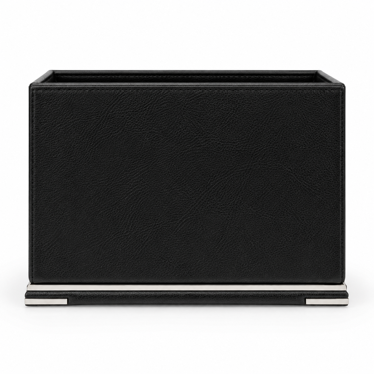 Elegancki czarny organizer na biurko w stylowym designie.