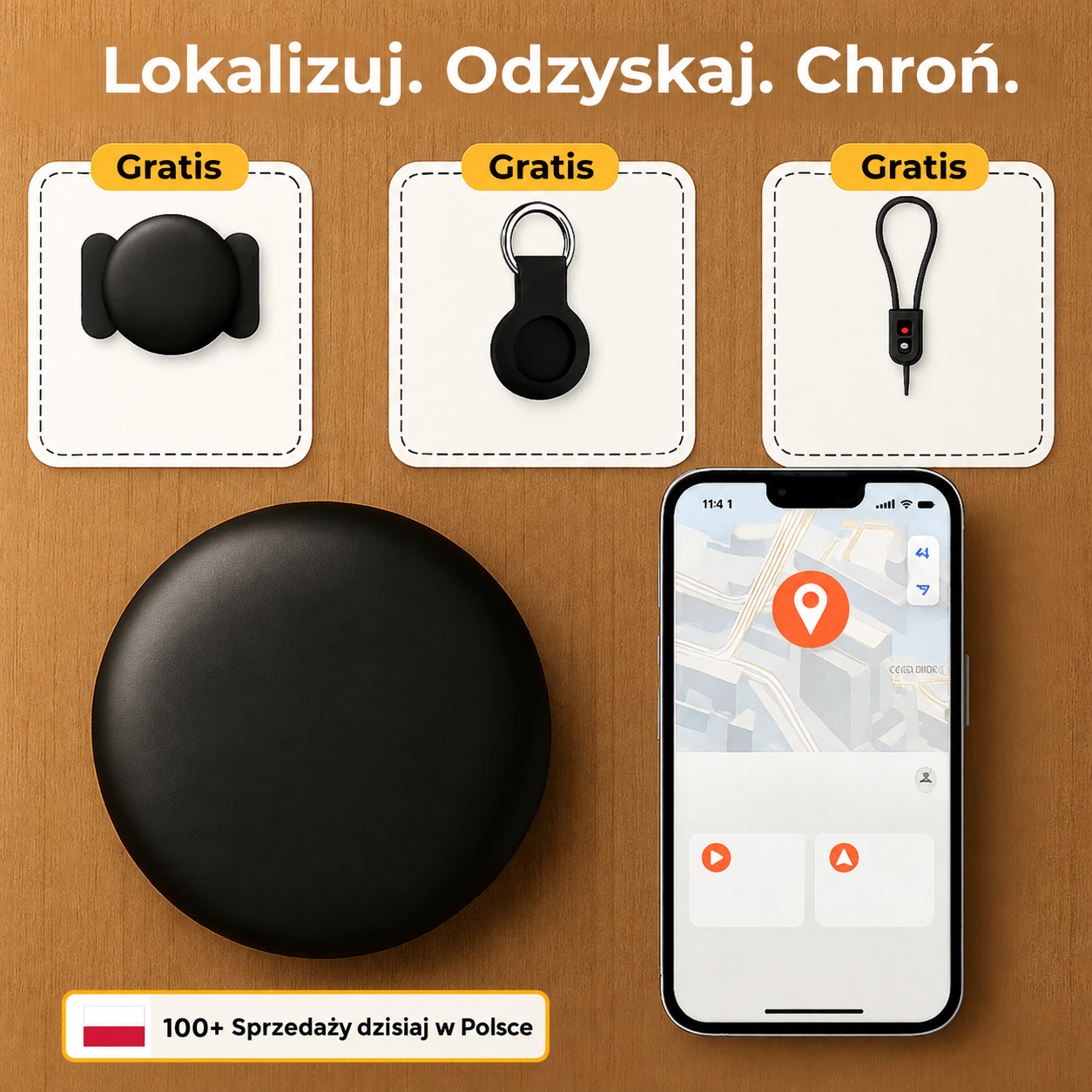 Lokalizator GPS dla seniorów w torebce, pokazujący kompaktowy rozmiar urządzenia