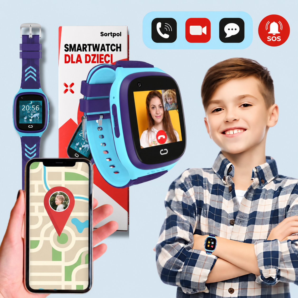 Smartwatch GPS dla dzieci z krokomierzem i monitorem tętna