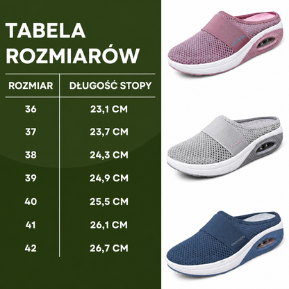 Zadowolona klientka nosząca OrthoAir™, ciesząca się dniem bez bólu stóp