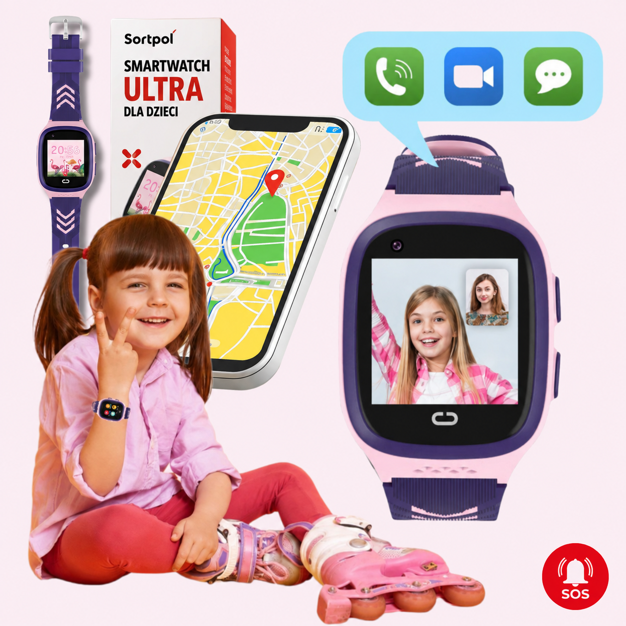 Pasek silikonowy bez BPA smartwatcha GPS dla dzieci Sortpol