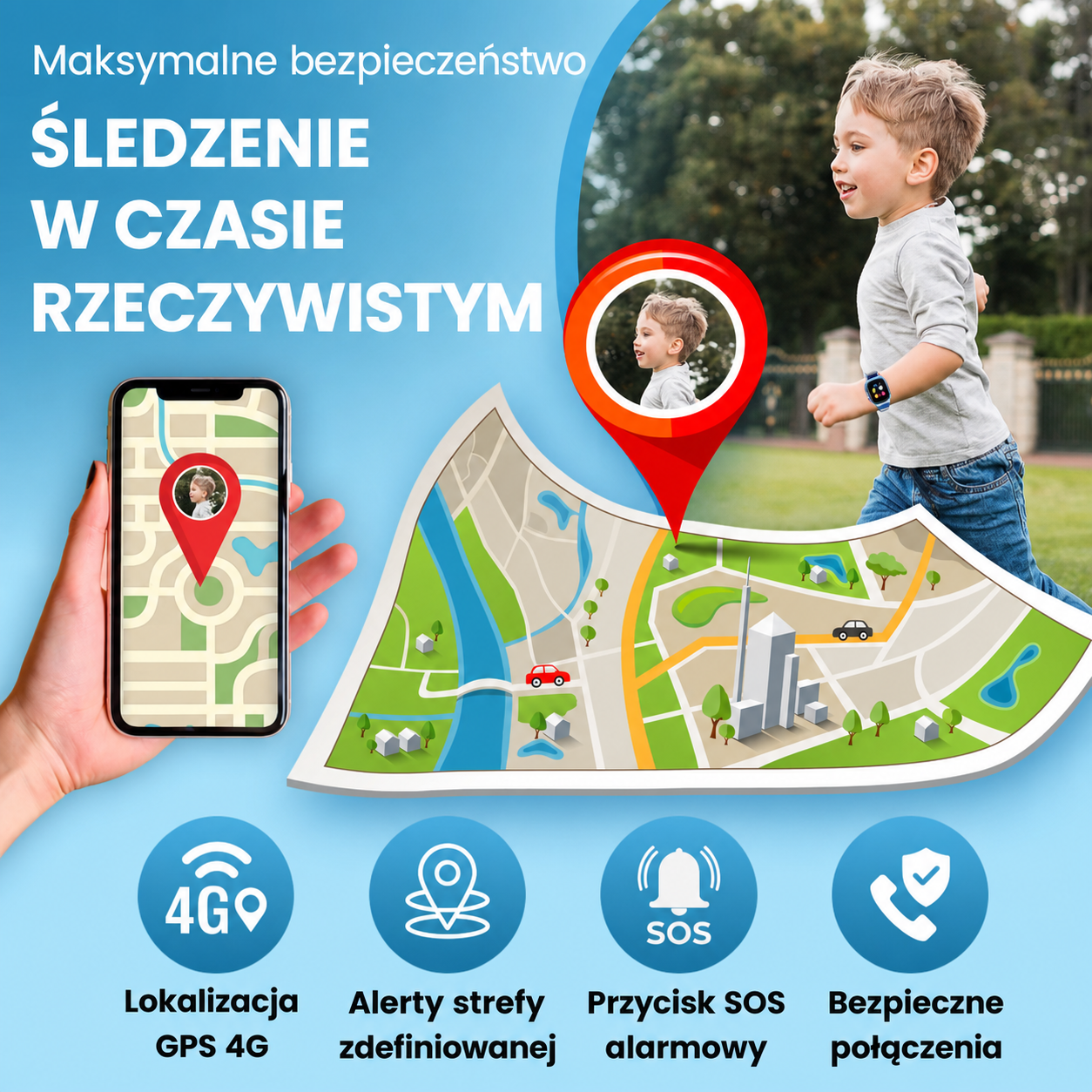 Smartwatch GPS dla dzieci kompatybilny z kartami SIM na kartę i abonamentowymi