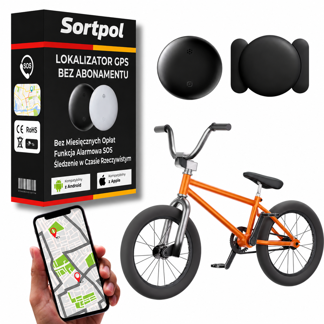 Lokalizator GPS do roweru bez abonamentu kompatybilny z aplikacjami Find My na smartfonie