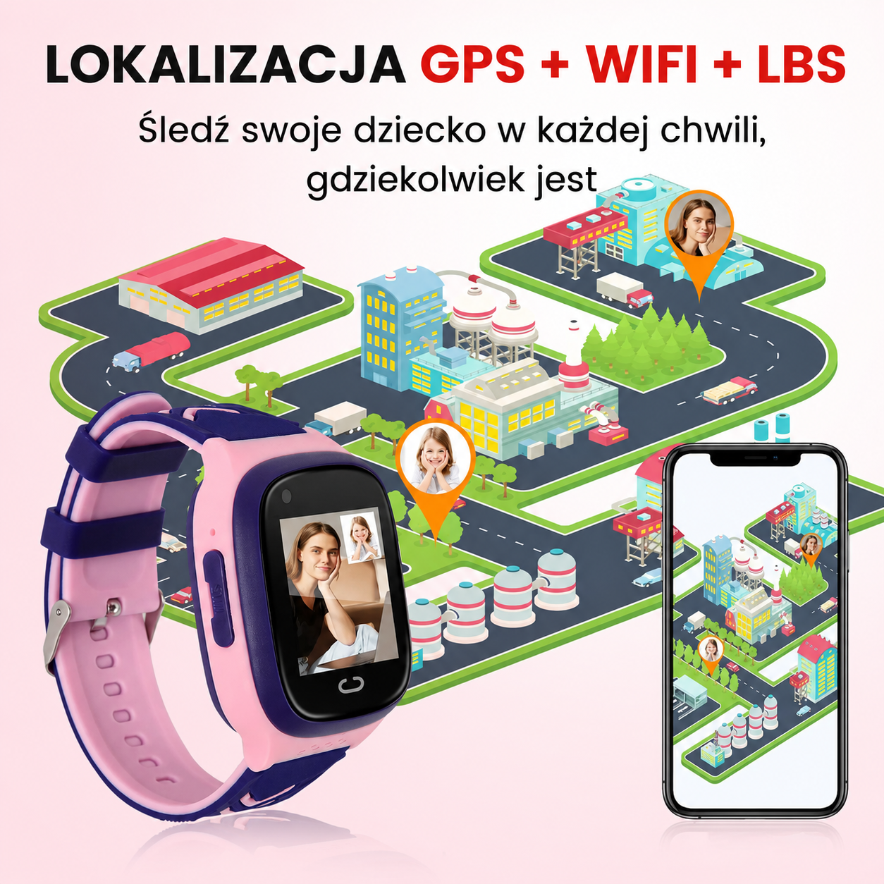 Smartwatch GPS dla dzieci z funkcją lokalizacji w czasie rzeczywistym i aplikacją mobilną