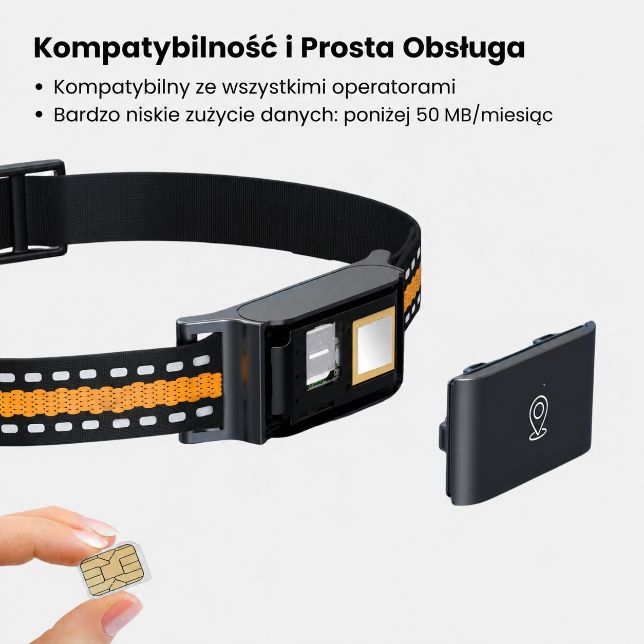 Obroża GPS z nieograniczonym zasięgiem pokazująca lokalizację zwierzęcia na mapie