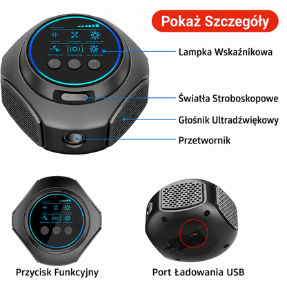 Biały ultradźwiękowy odstraszacz pająków w nowoczesnym wnętrzu