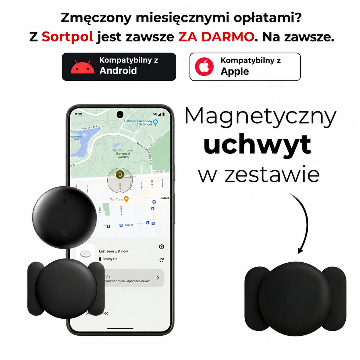 Lokalizator GPS z baterią CR2032 zapewniającą do 24 miesięcy pracy