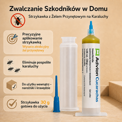 Strzykawka żelowa do zwalczania karaluchów pokazująca łatwość aplikacji w narożnikach