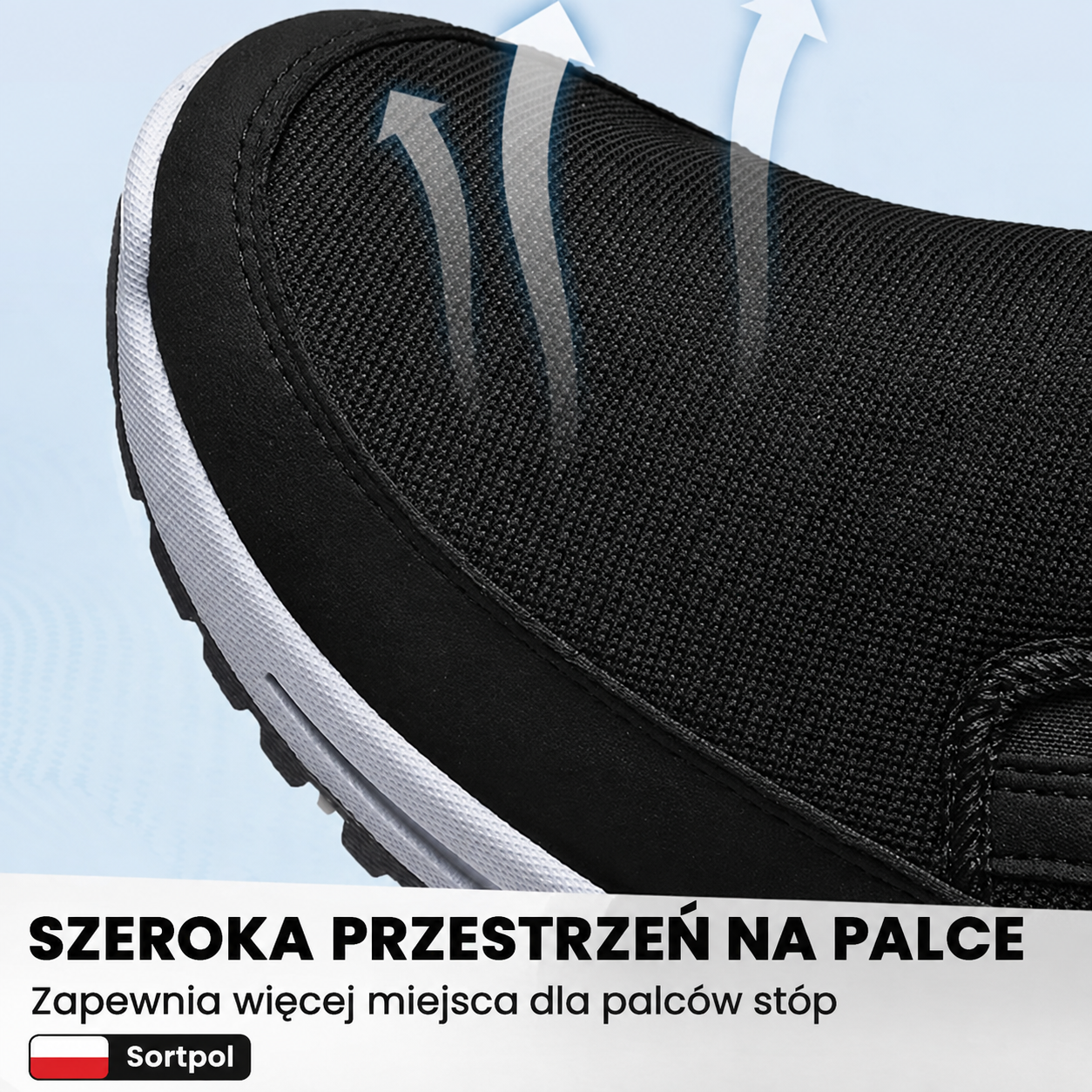 Buty OrthoPro z oddychającego materiału, zaprojektowane dla osób z haluksami