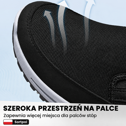 Buty OrthoPro z oddychającego materiału, zaprojektowane dla osób z haluksami