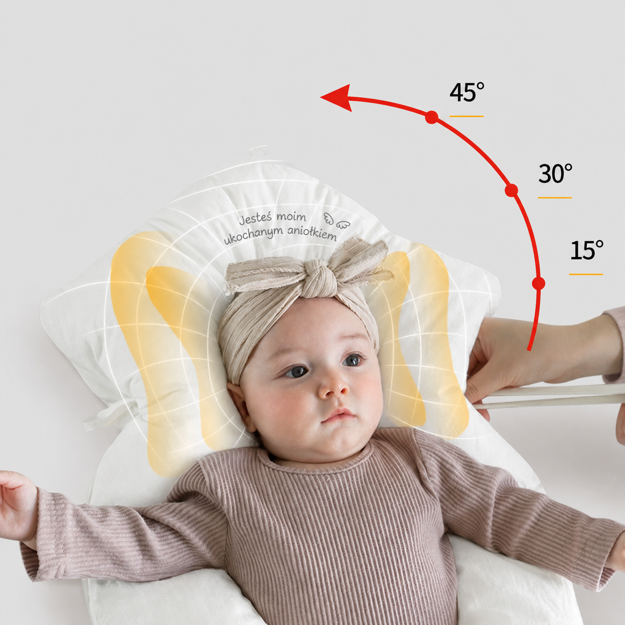 Ergonomiczna poduszka Sortpol z widocznym miękkim pokrowcem z bawełny