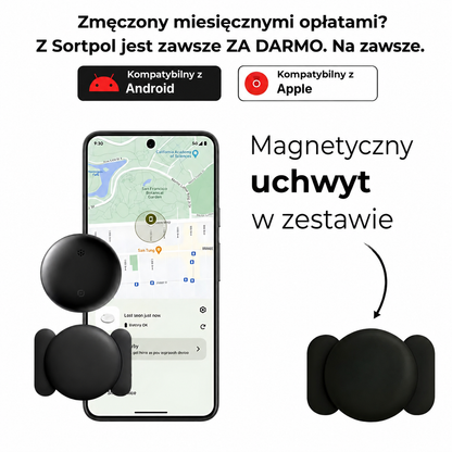 Zestaw lokalizatora GPS z uchwytem typu AirTag i bateriami CR2032