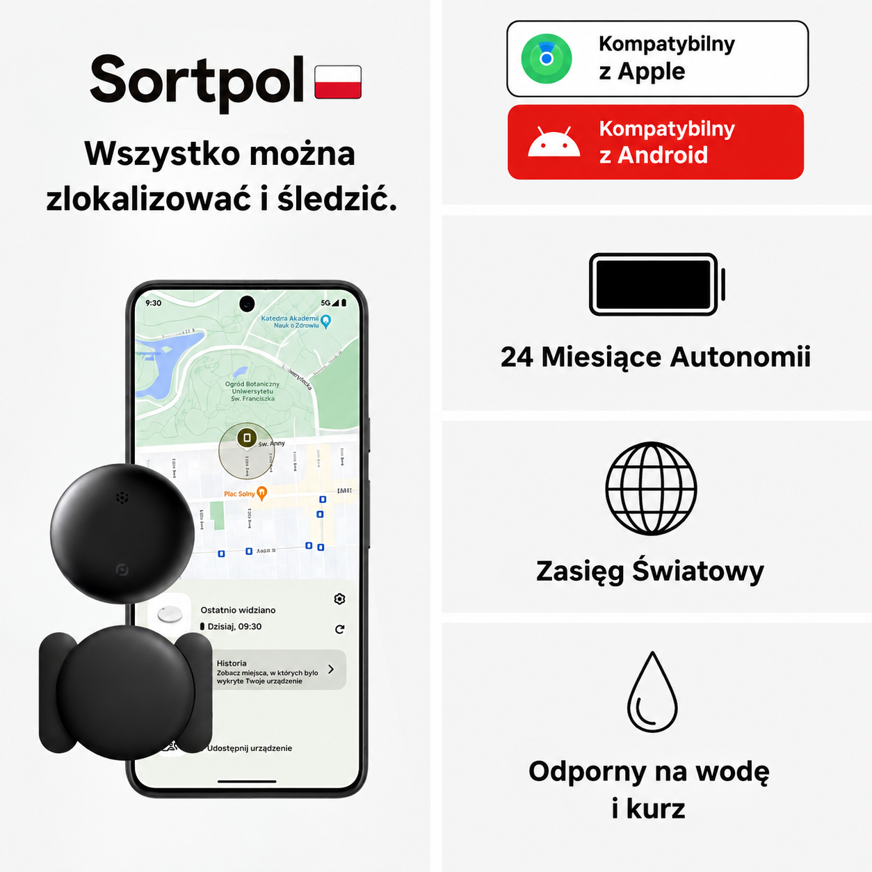 Lokalizator GPS dla seniorów przymocowany do ubrania seniora, dyskretny i lekki